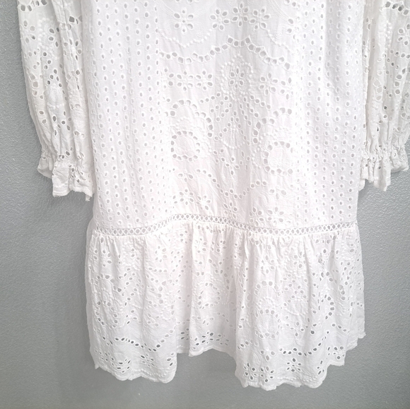 NWOT Just Taylor White Eyelet Midi Dress Size 12 - Picture 9 of 10
